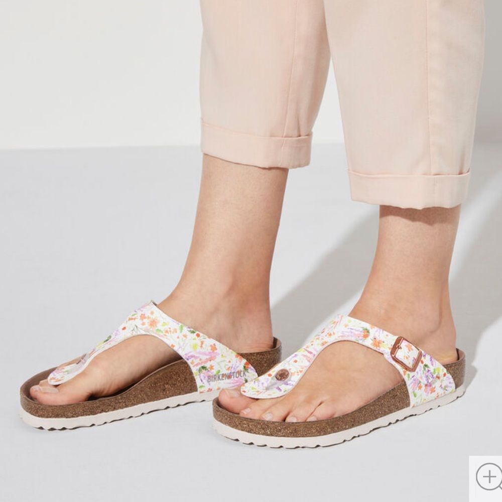 New BIRKENSTOCK WOMEN’S GIZEH VEGAN BIRKO-FLOR SANDAL WHITE 39